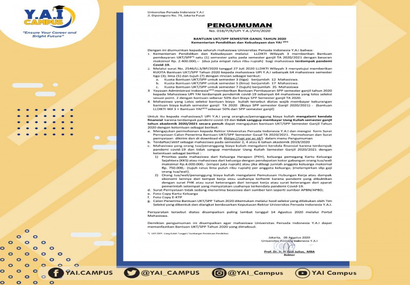 Bantuan UKT/SPP Semester Ganjil 2020