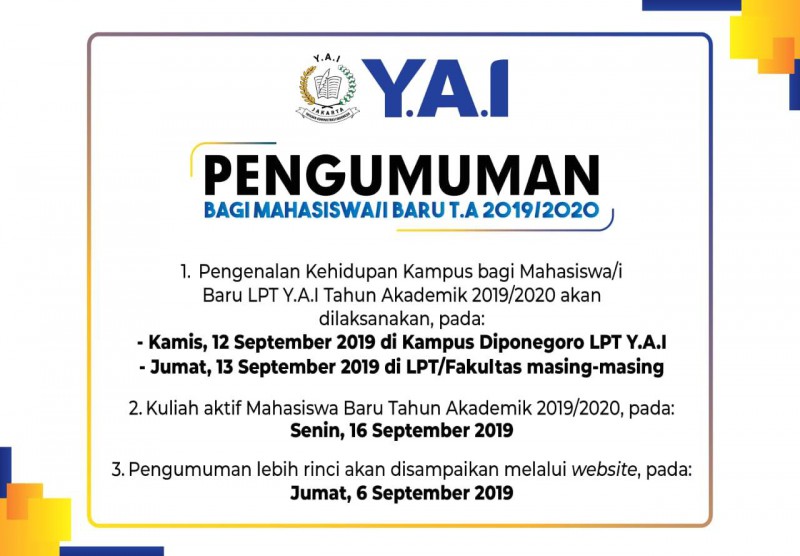 Pengumuman Mahasiwa Baru 2019/2020