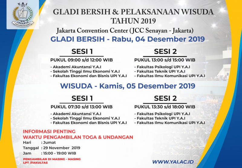 Pengumuman Wisuda Gabungan LPT Y.A.I 2019