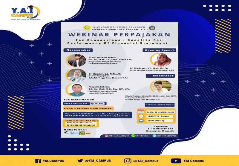 Webinar dengan tema: "Tax Concessions: Benefits for Performance of Financial Statement"