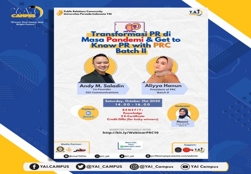 Webinar dengan tema "Transformasi PR di masa Pandemi Covid-19”