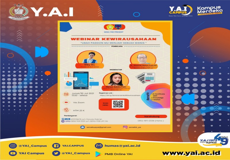 Webinar Kewirausahaan UBAH PASSIONMU MENJADI SEBUAH BISNIS