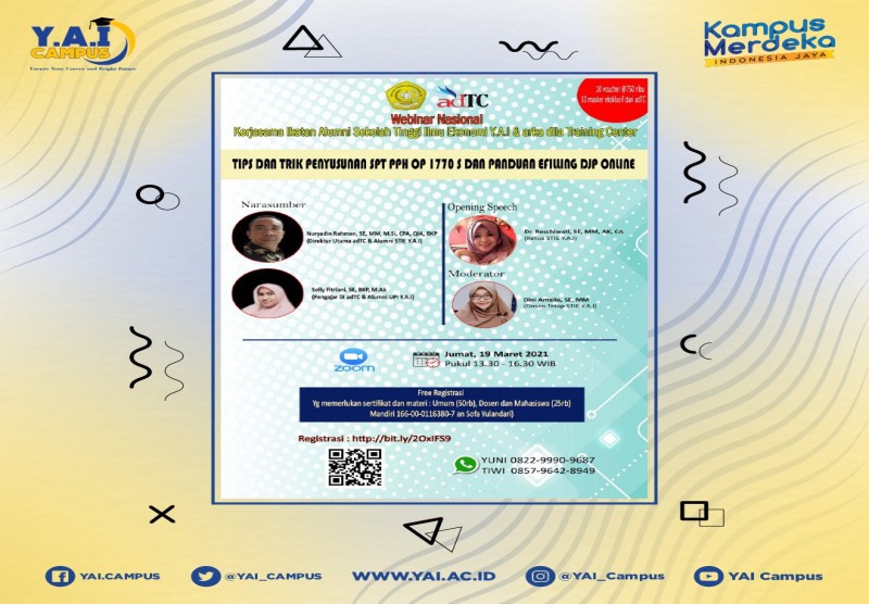 Webinar Nasional dengan tema "Tips dan Trik Penyusunan SPT PPH OP 1770 S dan PANDUAN eFilling DJP Online"