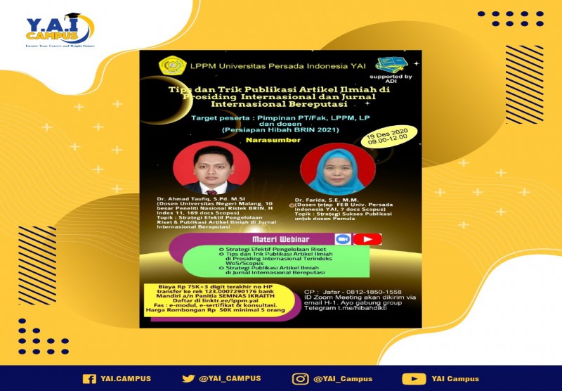 Webinar Tips dan Trik Publikasi Artikel Ilmiah di Prosiding Internasional dan Jurnal Internasional