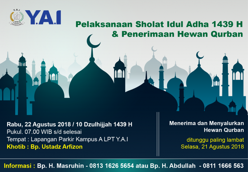 Pelaksanaan Sholat Idul Adha 1439 H & Penerimaan Hewan Qurban