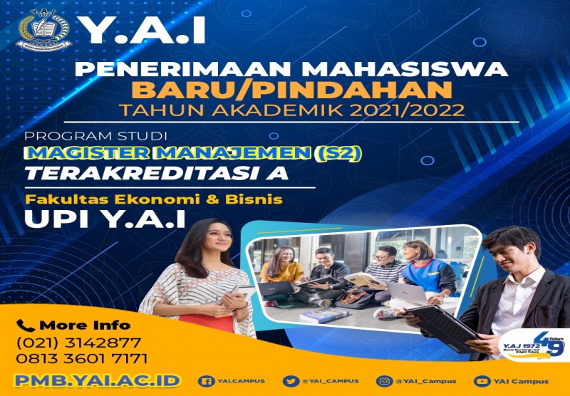 Penerimaan Mahasiswa Baru/Pindahan Tahun Akademin 2021/2022 Program Studi Magister Manajemen