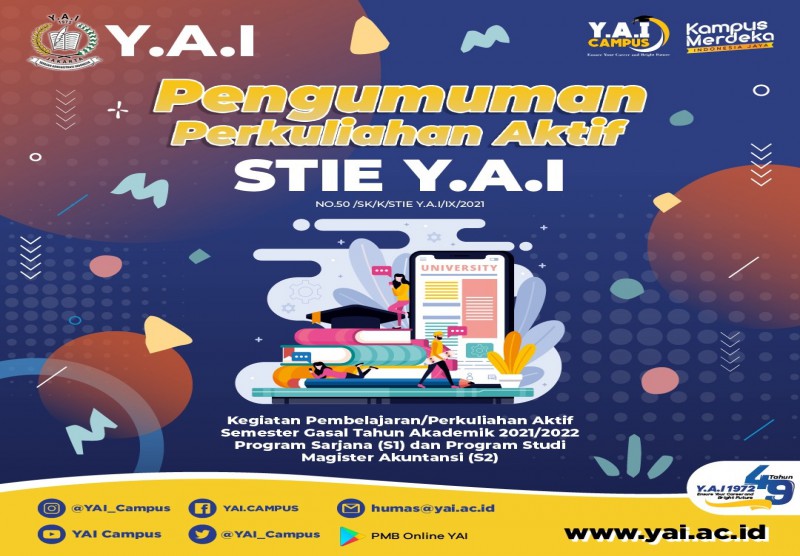 Pengumuman Perkuliahan Aktif STIE Y.A.I Semester Gasal Tahun Akademik 2021/2022